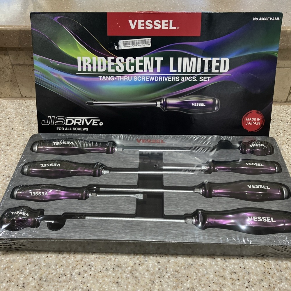 Vessel Purple Screwdrivers 8pc 4308EVAMU Iridescent-Cornwell Exclusive-RARE NIB